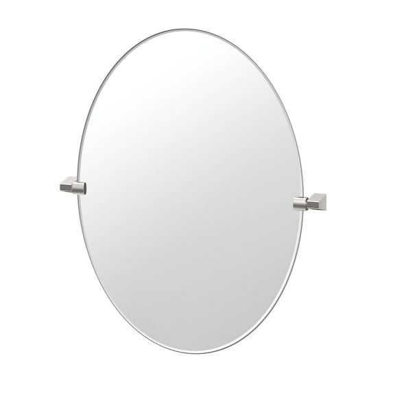 Gatco A-Line 32" Frameless Oval Mirror, Satin Nickel