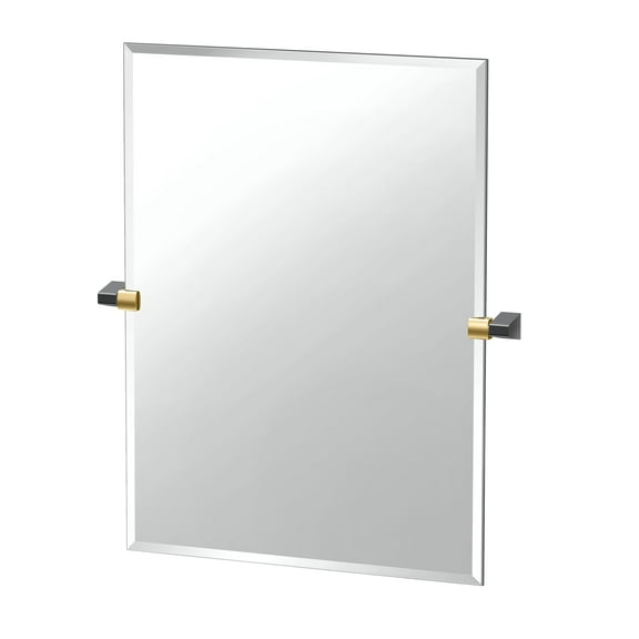Gatco A-Line 31.5" Frameless Rectangle Mirror, Brass/Matte Black