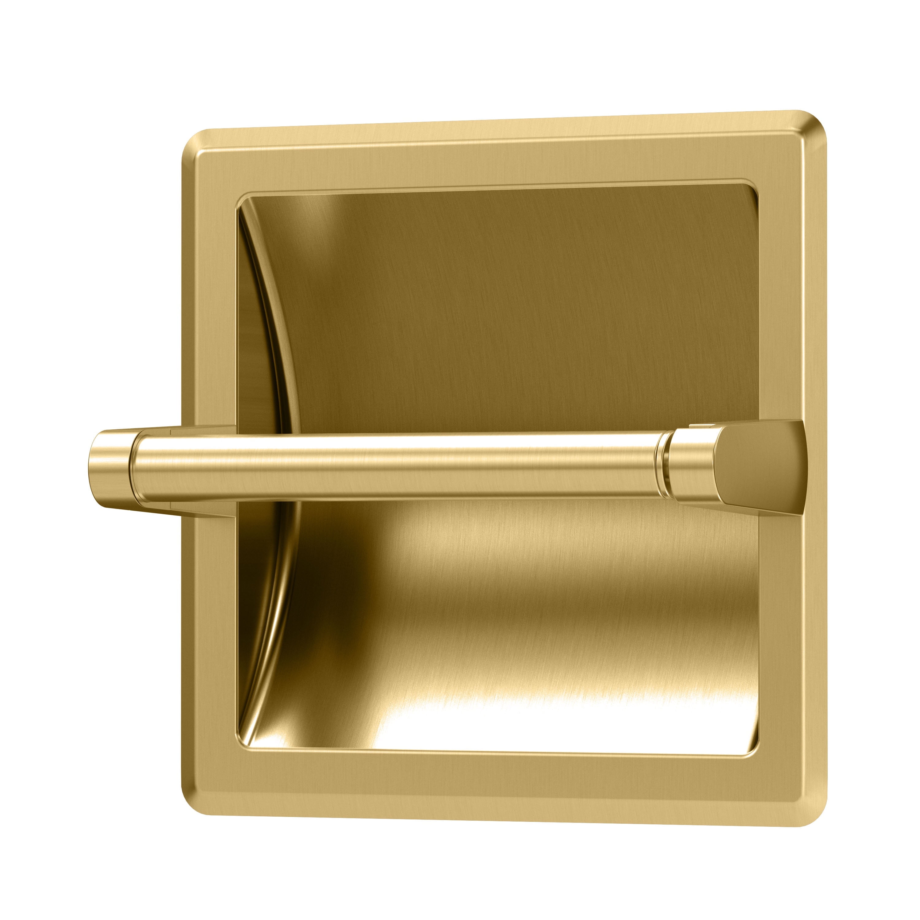 Gatco 753 Recessed Pivoting Arm Toilet Paper Holder, Brushed Brass