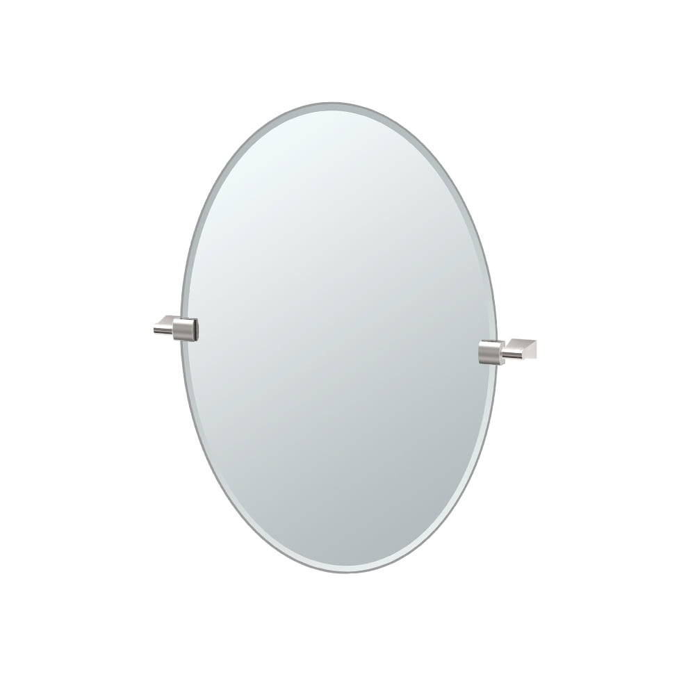 Frameless Oval Bathroom Vanity Mirror with Satin Nickel Finish