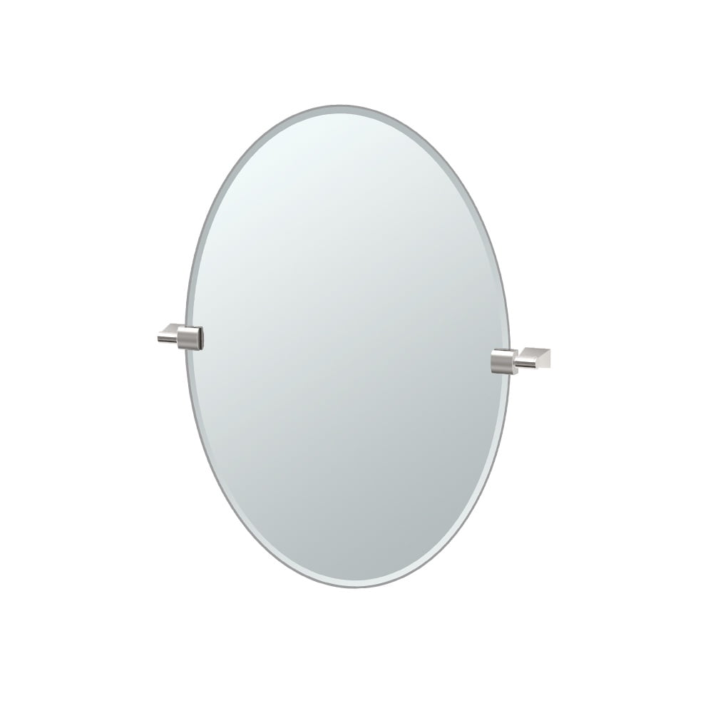 Frameless Oval Bathroom Vanity Mirror with Satin Nickel Finish