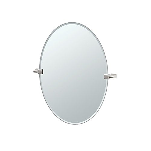 Frameless Oval Bathroom Vanity Mirror with Satin Nickel Finish