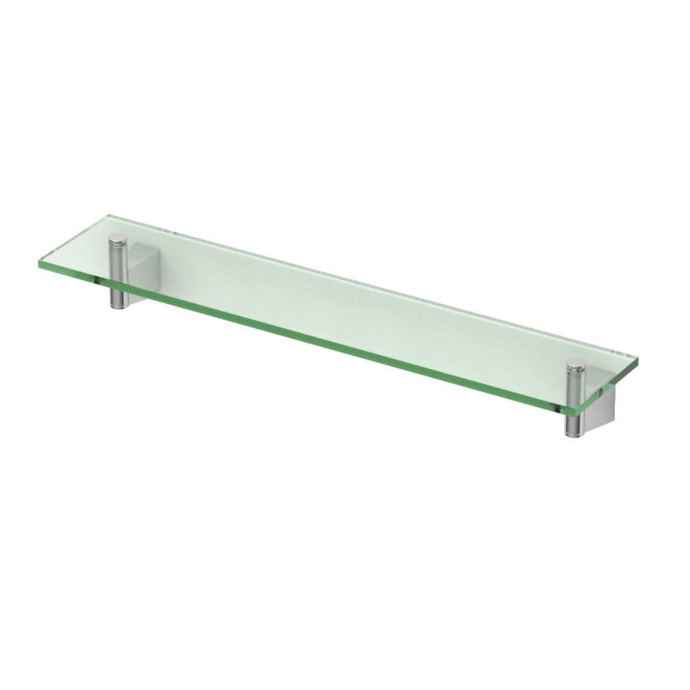 Bleu Polished Chrome 21.5" Rectangular Glass Wall Shelf