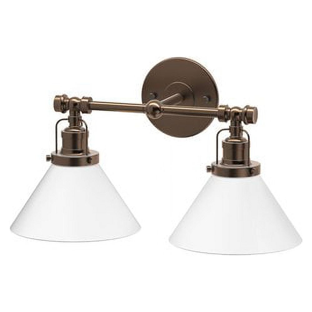 Café Double Sconce Vanity Light in Rustic Bronze with Frosted Shades