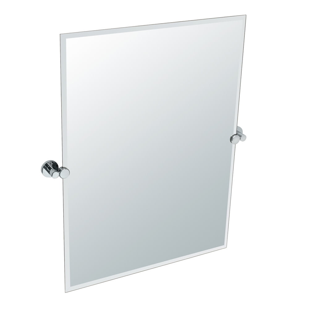 Frameless Chrome Rectangular Bathroom Mirror with Beveled Edges