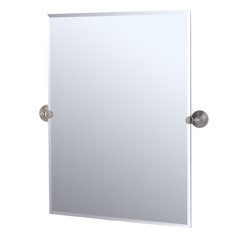 Charlotte Satin Nickel Frameless Rectangular Bathroom Vanity Mirror