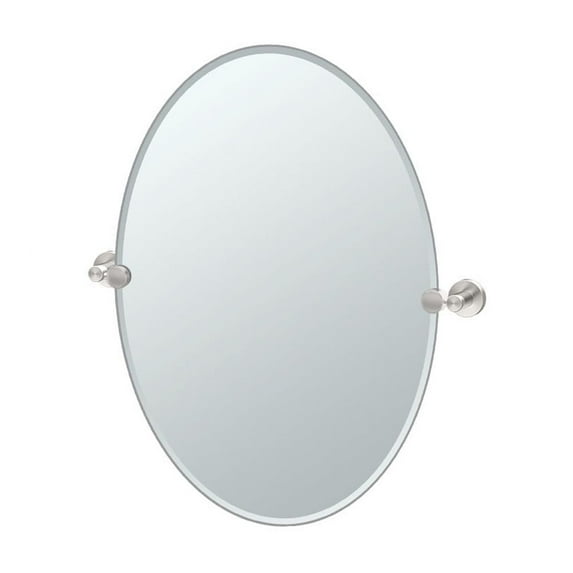 Gatco Glam 26.5" Frameless Oval Mirror, Satin Nickel