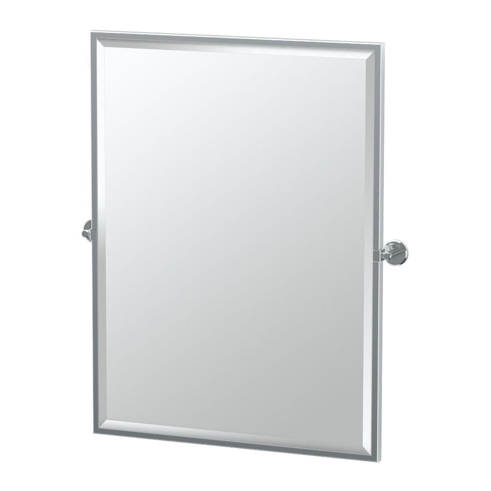 Chrome Framed Rectangular Beveled Bathroom Vanity Mirror