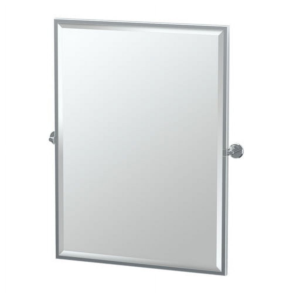 Chrome Framed Rectangular Beveled Bathroom Vanity Mirror
