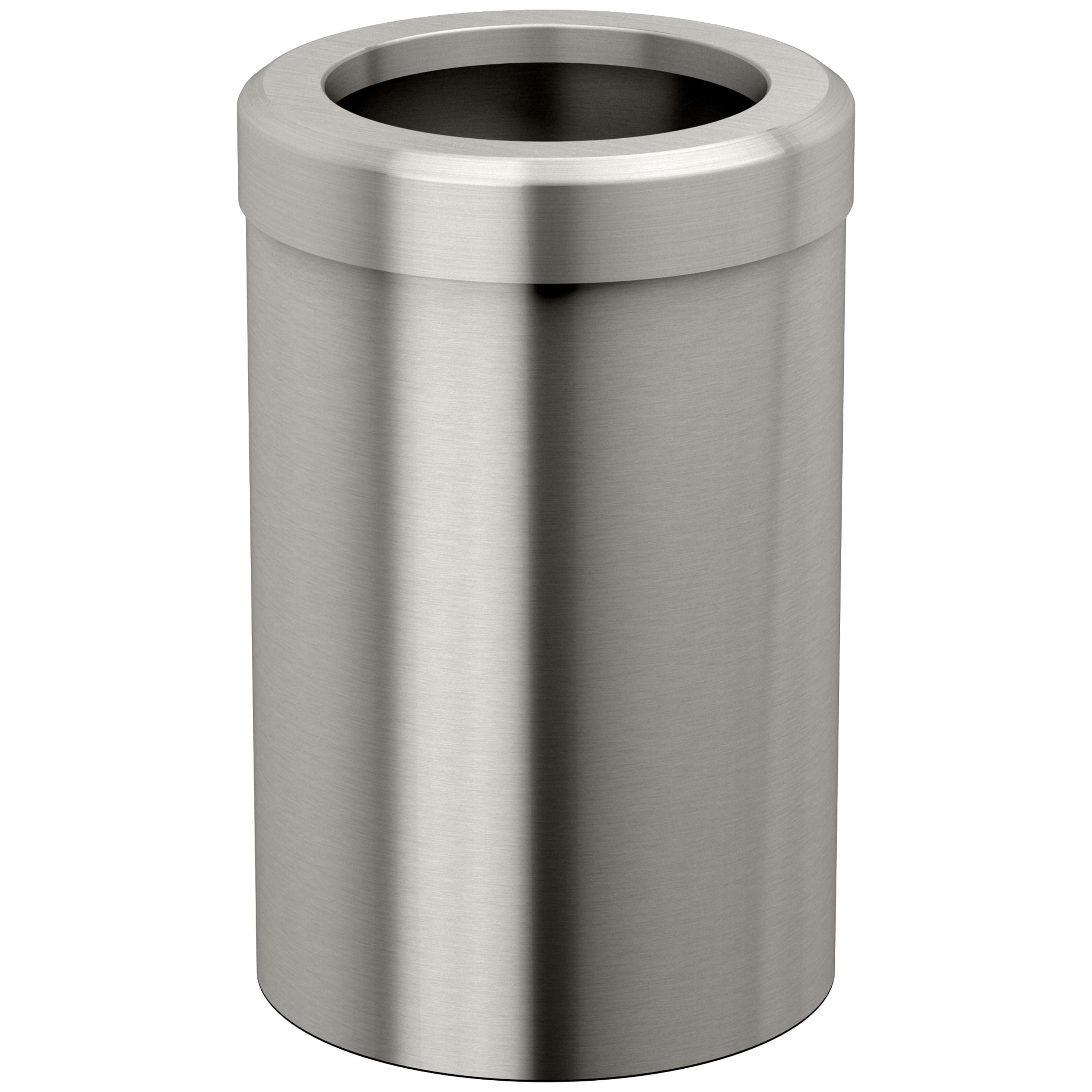 Satin Nickel Round Stainless Steel 3.2 Gallon Waste Basket