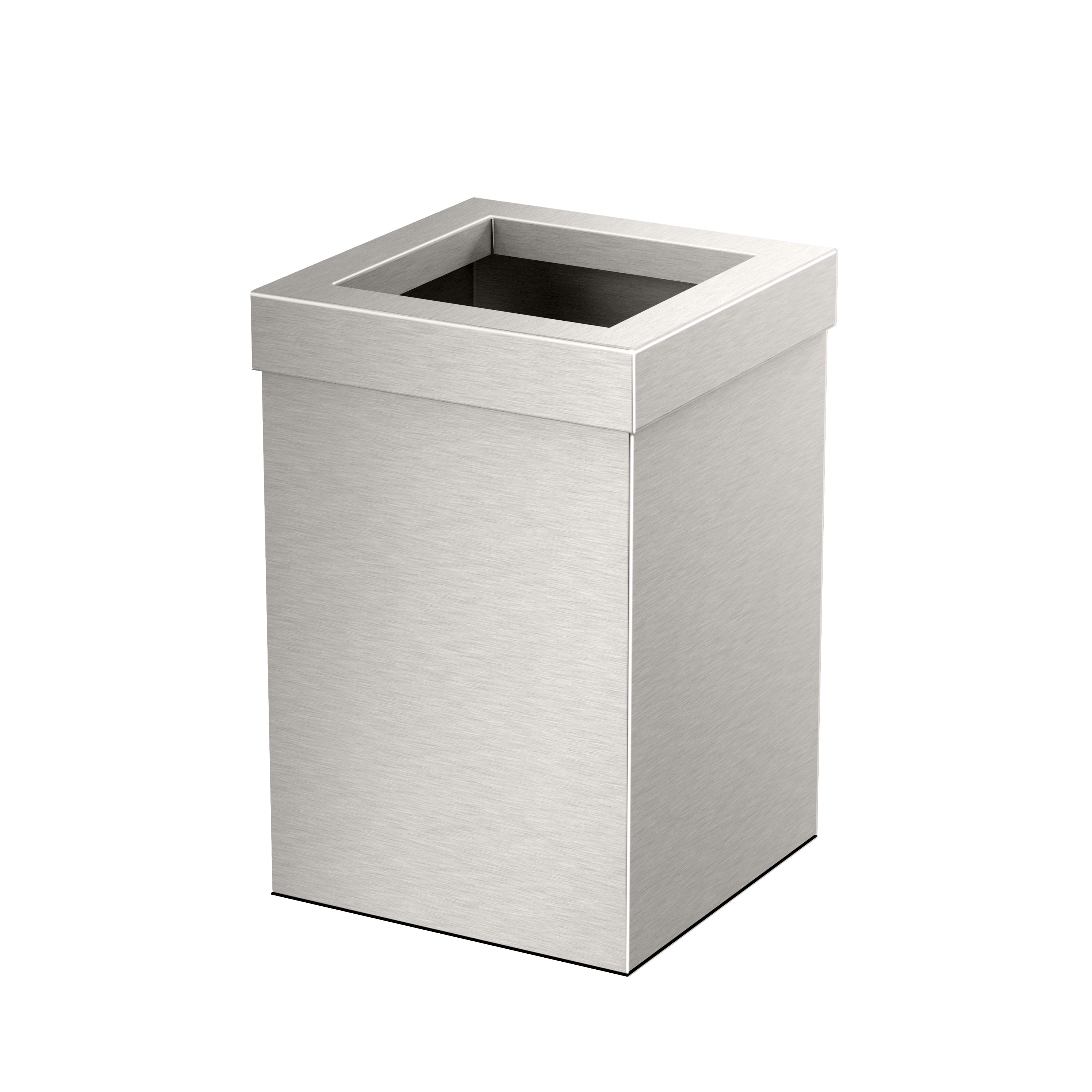 Satin Nickel Square Stainless Steel Open-Top Waste Basket