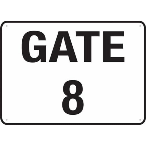 Gate 8 Sign 12 X 8 Inch Metal Sign, Rustproof Aluminum, Multicolor