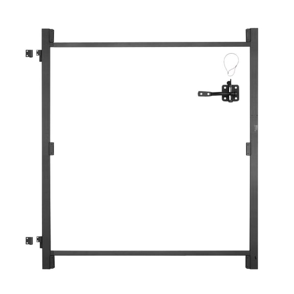 Gate Building Kit 60-96 inch, 6-7 ft High Adjustable Gate Frame Kit, Metal Fence Gate Kit with Latch, Anti-Sag for Wood & Iron Gates, Black