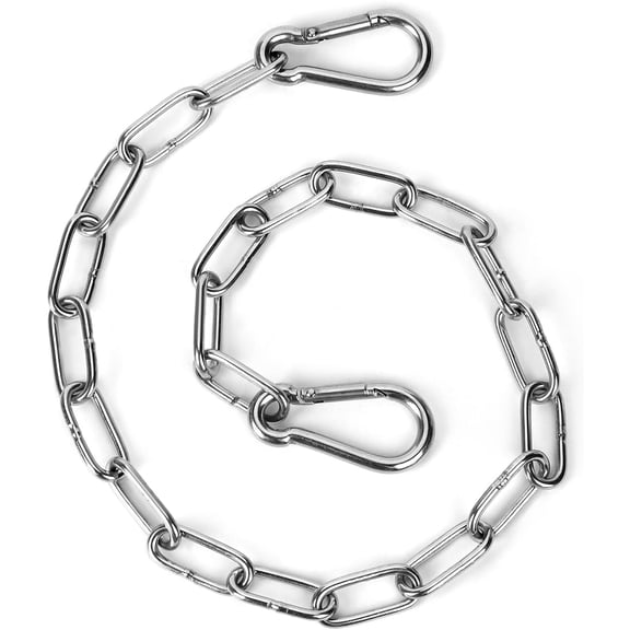 Gate Chain Lock, 20 Inch Stainless Steel Gate Link Chain Lock with Both-Ended Carabiners Chain Link Gate Latches for Outdoor Fences, Pet Cages, Dog Horse Goat Cow Corral Supplies