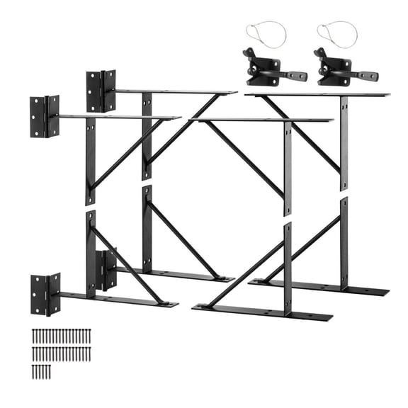 Gate Corner Brace Bracket 2 Sets - Anti Sag Gate Hardware Kit - Metal Iron Frame Braces with Latch & Screws - for Shed, Driveway, Corral & Barn Gates - Black