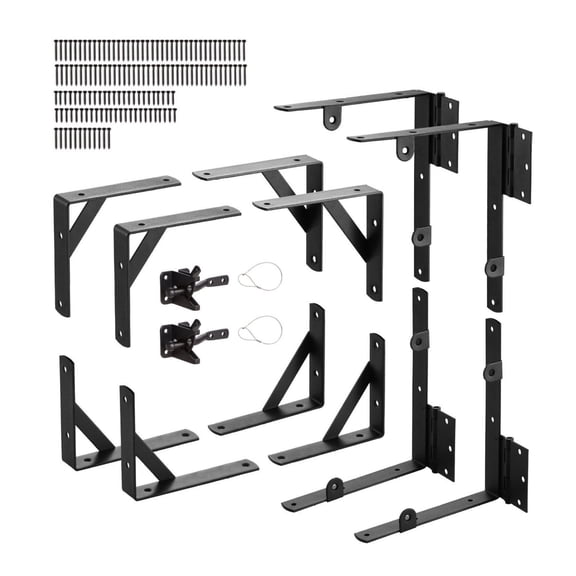 Gate Corner Brace Bracket - 2 Sets Anti Sag Hardware Kit - Metal Gate Frame Braces with Latch & Screws - Shed, Driveway, Corral, Wood Gates - Black