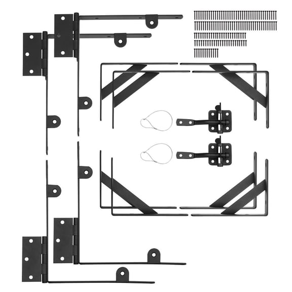 Gate Corner Brace Bracket Kit, Anti Sag Gate Frame Hardware, Latch Lock, Screws, Iron, Black