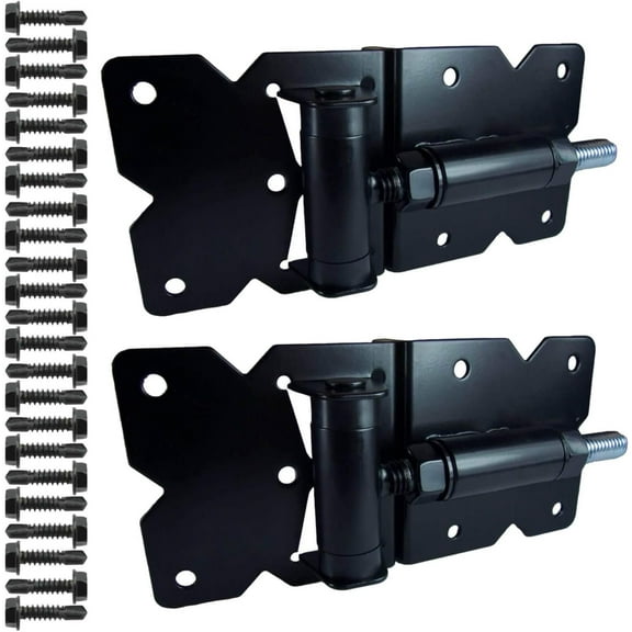 Gate Hinges Black - for , PVC or Plastic Fencing.  Fence Gate Hinges w/Mounting Hardware