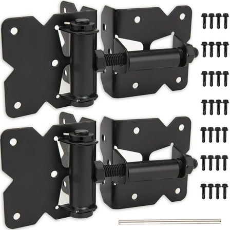 Gate His Heavy Duty, Self Closing Gate His for Wooden Fences 2 Pack, Fence Gate His Adjustable Vinyl Gate His with 28 Pcs Screws (Black)