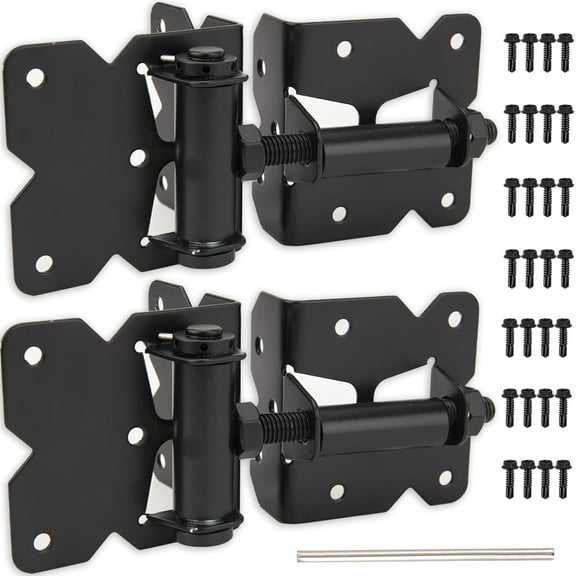 Gate His Heavy Duty, Self Closing Gate His for Wooden Fences 2 Pack, Fence Gate His Adjustable Vinyl Gate His with 28 Pcs Screws (Black)