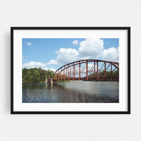 Gate House Bridge - New York Photography Bridge Waterfall Scenic Nature Landscape Architecture Vintage Black Framed Wall Art Print 5 x 7 inches