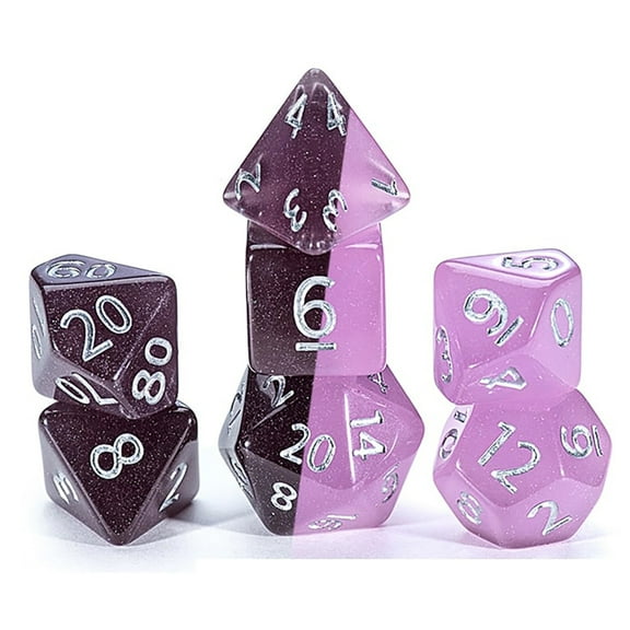 Gate Keeper Games and Dice: Chronomancy: Ninja - 7pc RPG Set, Thermal Color-Changing Light Pink & Black, Hot & Cold, 7 Resin Dice, Role Playing Games