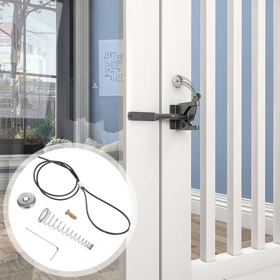 TOYMYTOY Spring Loaded Gate Latch Cable Pull Stainless Steel for Wood and Metal Door 2Sets