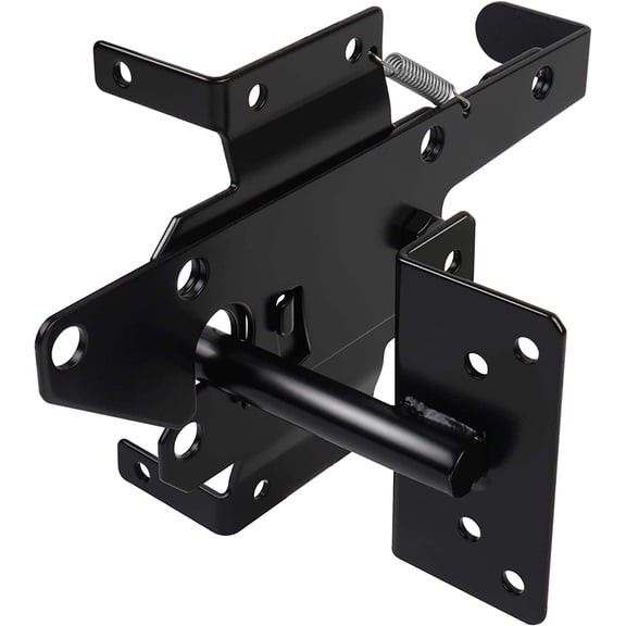 Gate Latches for Wooden Fences Heavy Duty Post Mount Automatic Gravity Lever Spring Self Locking Hardware Wood/Vinyl Fence Gate Lock for Secure Pool/Yard/Garden,Black Finishing,Steel