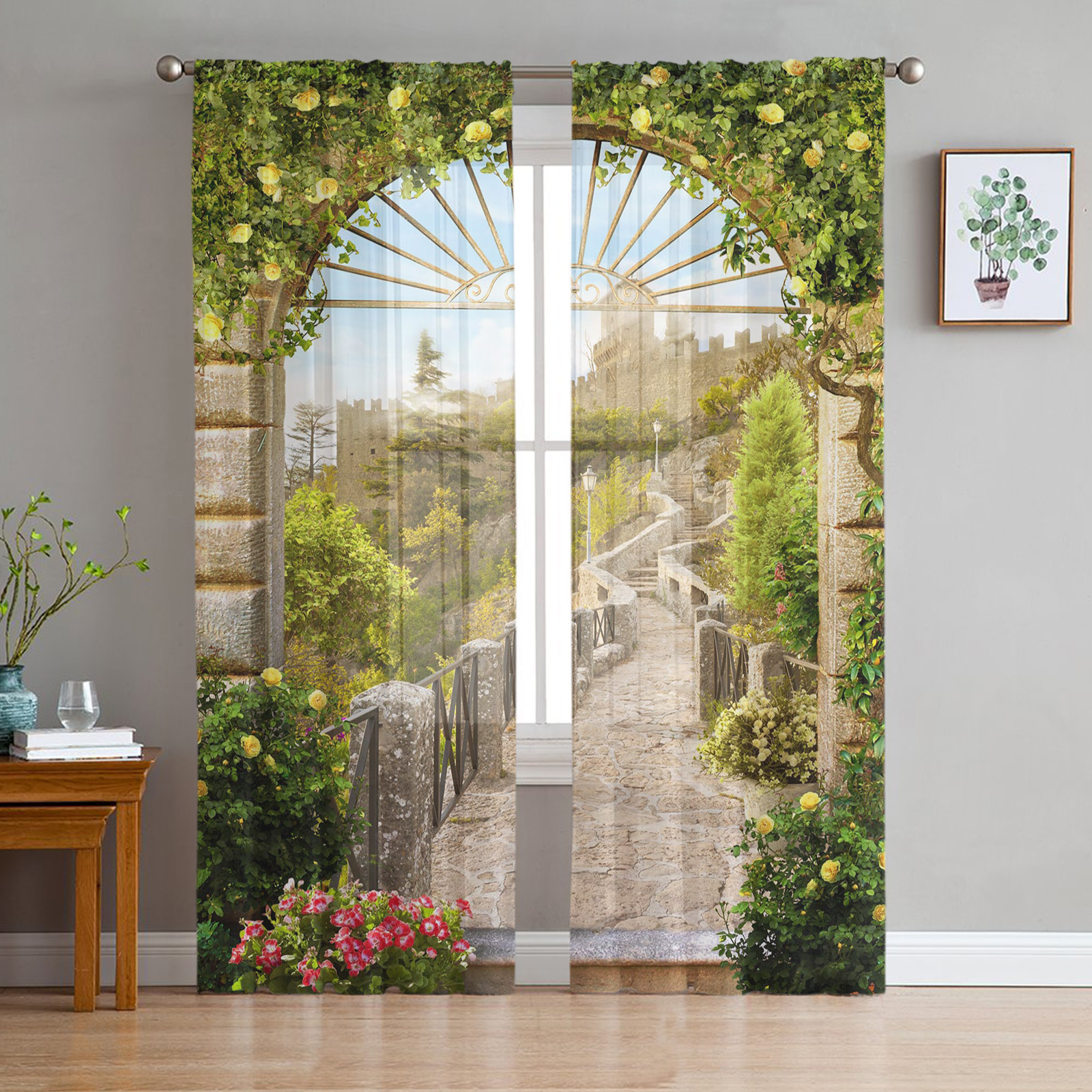 Gate Moroccan Door Sheer Curtains for Living Room Bedroom Kitchen Tulle ...