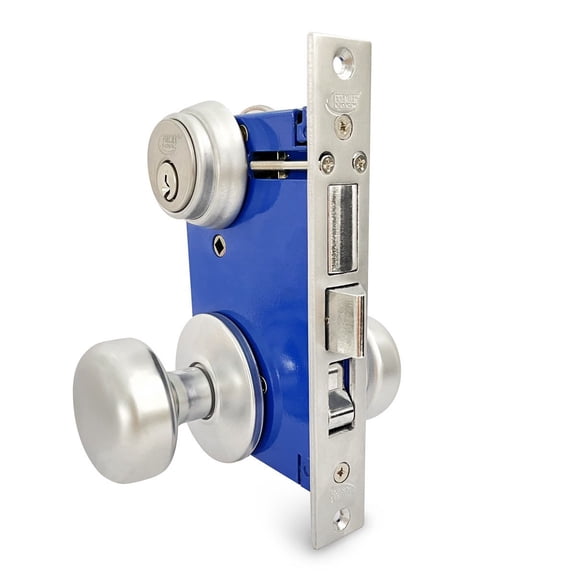 Gate Mortise Keyed Lockset - Left Hand - Satin Chrome US26D Finish - 2-1/2" Backset - 2 SC1 Keys