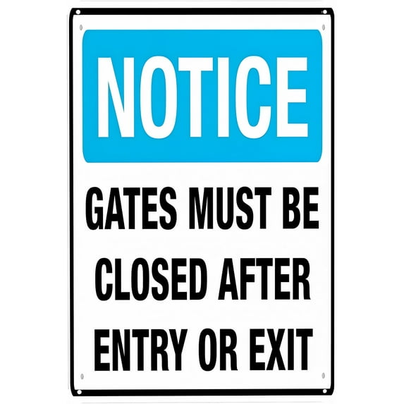Gate Must Be Closed After Entry Or Exit Sign - 8"x12" Vintage Metal Warning Sign, Gate Safety Decor for Home Farm Bar Coffee Shop Club