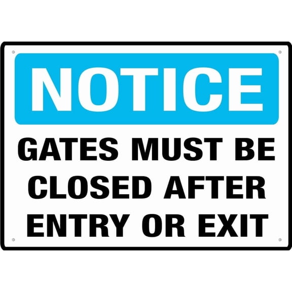 Gate Must Be Closed After Entry Or Exit Sign Signs Outdoor, Uv Printed Aluminum 12 X 8 In, Weatherproof And Security Signs For Home Or Business