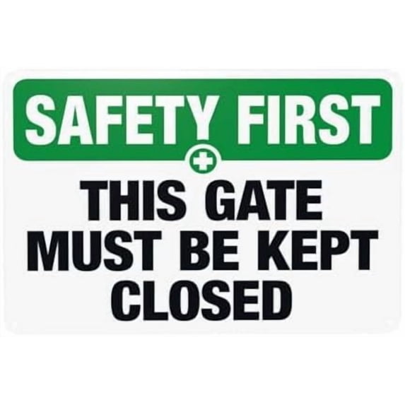 This Gate Must Be Kept Closed Warning Signs, Gate Security Metal Signs for Home Busines Outdoor Indoor Road Yard Garage Street Wall Caution Decor 12 x 8 Inch