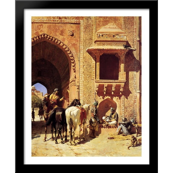 Gate Of The Fortress At Agra, India 28x34 Large Black Wood Framed Print Art by Edwin Lord Weeks