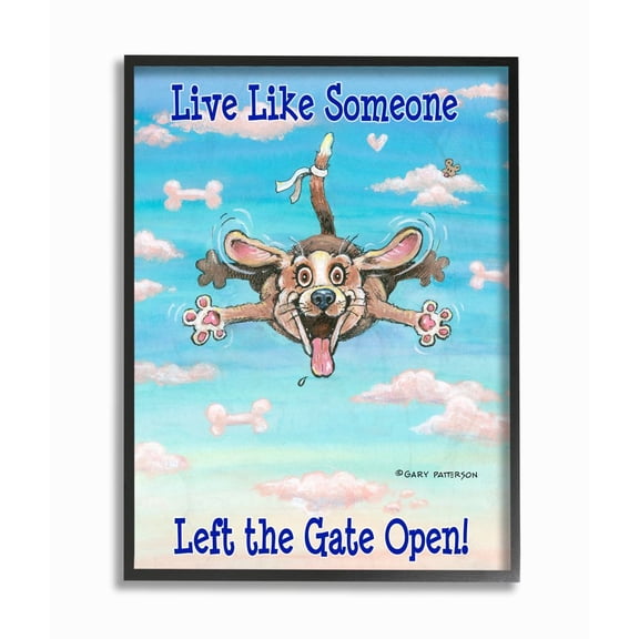Gate Open Funny Cartoon Pet Dog Design Framed Giclee Texturized Art by Gary Patterson