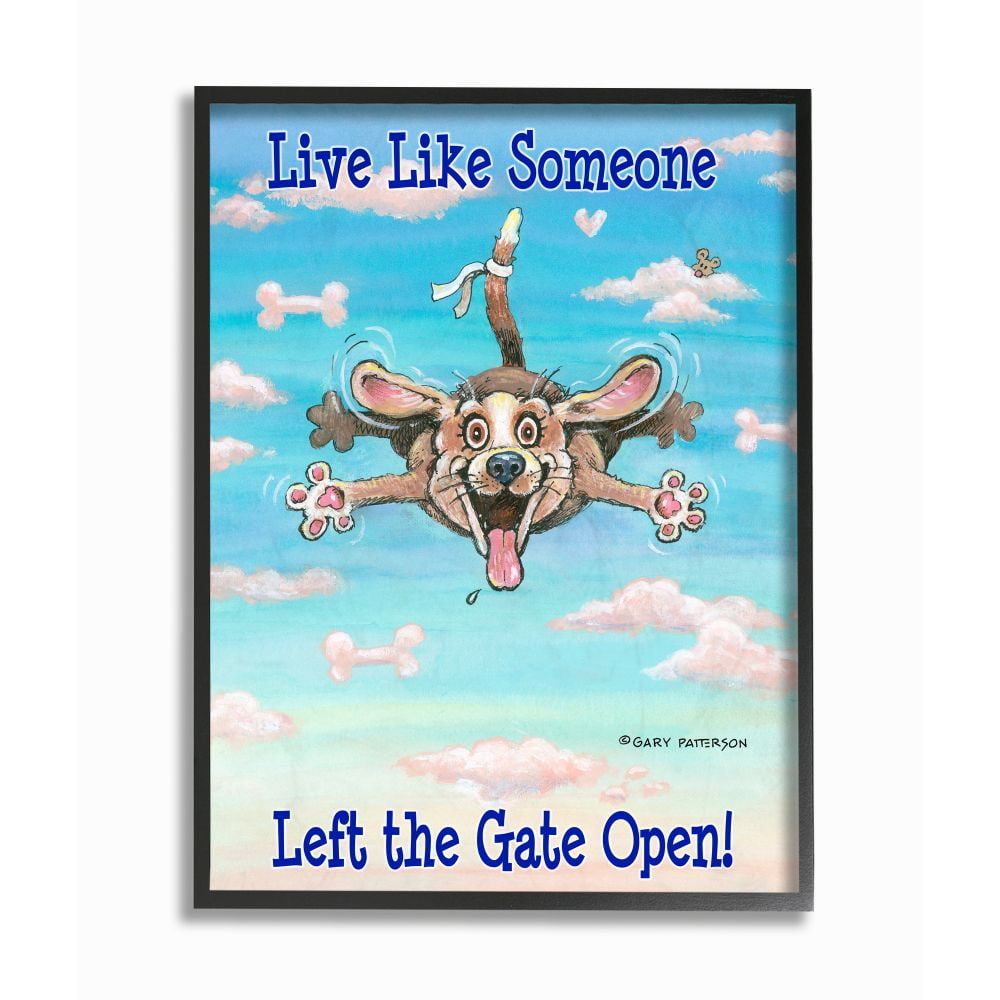 Gate Open Funny Cartoon Pet Dog Design Oversized Framed Giclee Texturized Art by Gary Patterson
