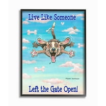 Gate Open Funny Cartoon Pet Dog Design Oversized Framed Giclee Texturized Art by Gary Patterson