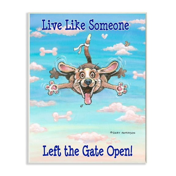 Gate Open Funny Cartoon Pet Dog Design Oversized Wall Plaque Art by Gary Patterson