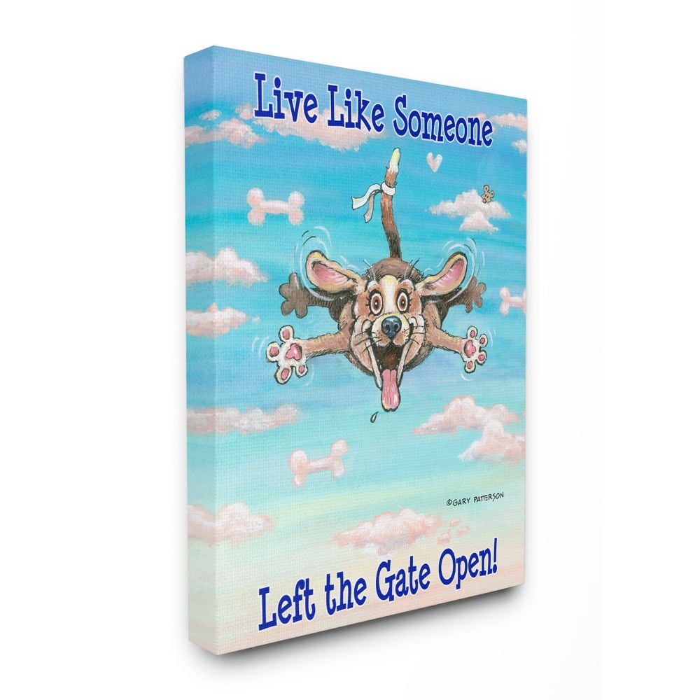 Gate Open Funny Cartoon Pet Dog Design Super Oversized Stretched Canvas Wall Art by Gary Patterson