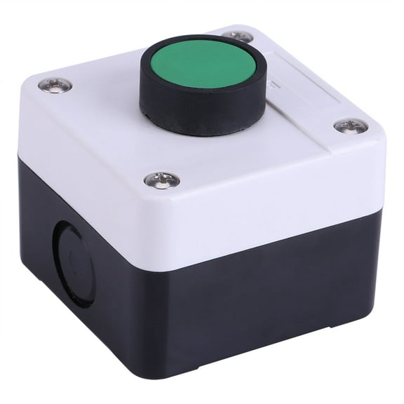 Gate Release Button, Green Push Button Switch One Button Weatherproof Doorbell Control Box Push Button Switch Station Box for Gate Opener