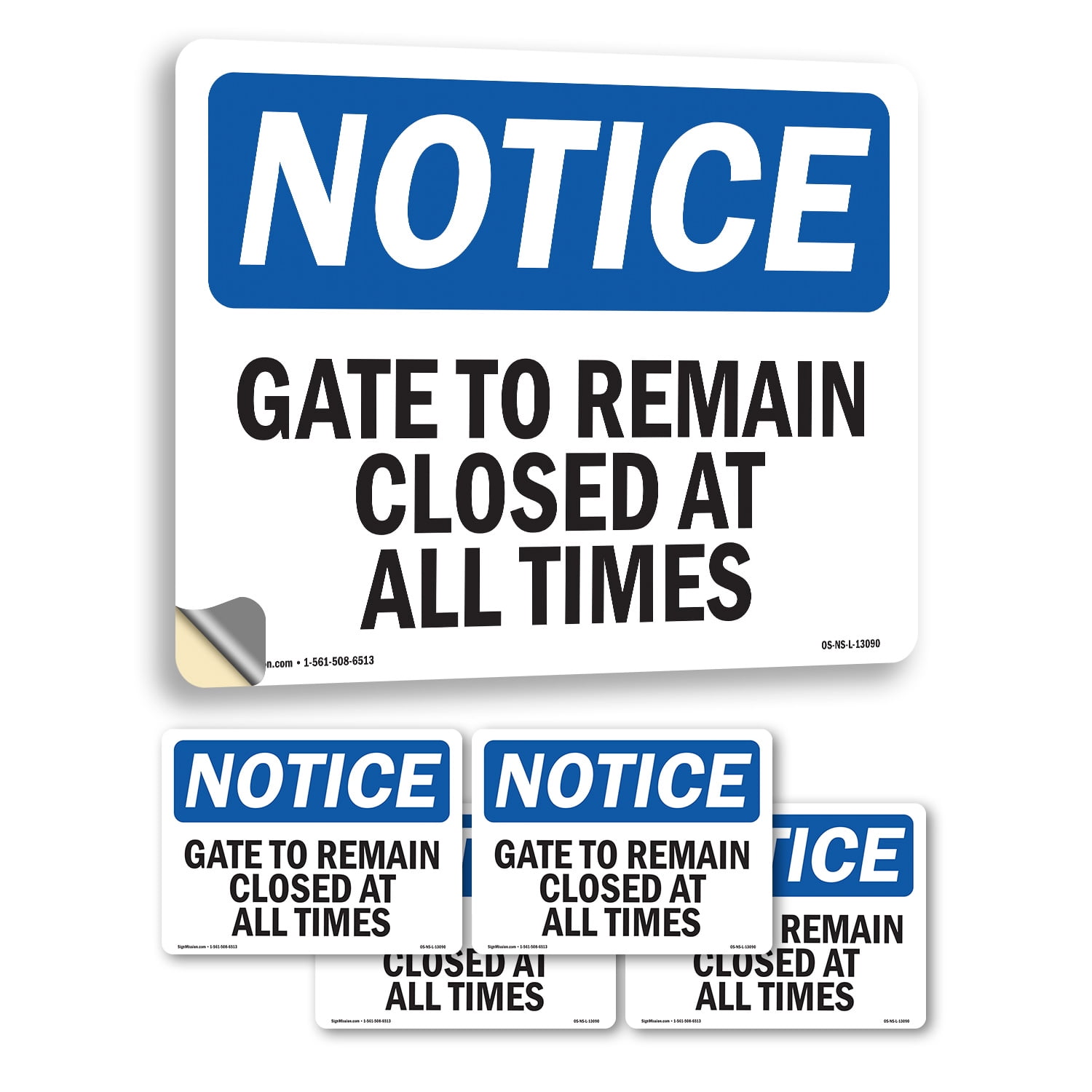 Gate To Remain Closed At All Times OSHA Notice Vinyl Decal Label 14 ...