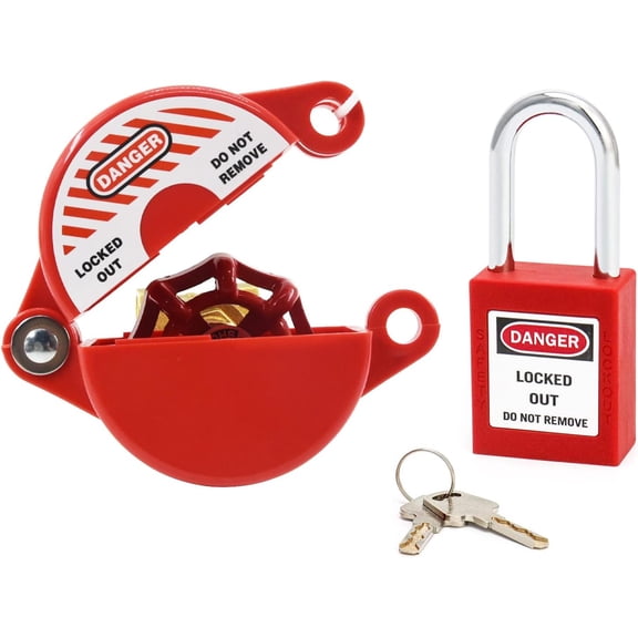 Gate Valve Lockout and Safety Padlock,1Set, Hose Bib Lock for Outdoor Faucet Knob/Water Spigot/Propane Tank,1 to 2-1/2 in Dia Valve Handles,Secure Lock Device for Outside Garden Valve