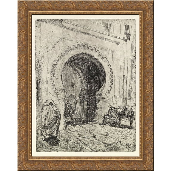 Gate in Tangier 24x20 Gold Ornate Wood Framed Canvas Art by Henry Ossawa Tanner