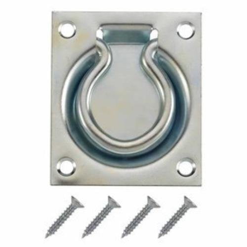 Gatehouse 3" x 3.5" Solid Metal Flush Ring Gate Pull, Zinc Plated/Steel 0308984