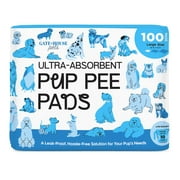 Gatehouse Large Ultra Absorbent Pup Pee Pads Dog and Puppy Training Pads with Adhesive Corners, 22"x 22", 100 Count
