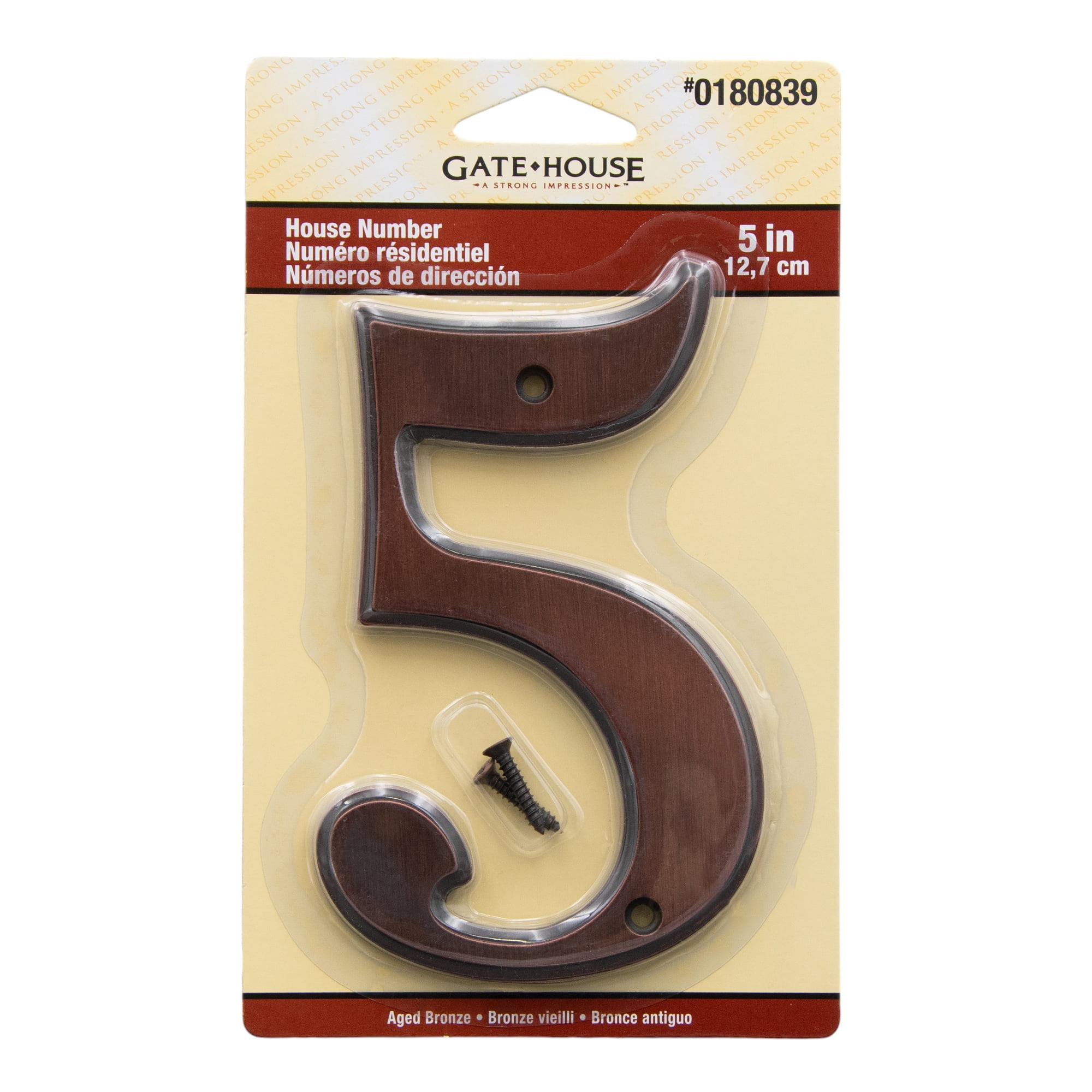 Gatehouse Number 5 Aged Bronze 5-inch House Number Plaque, 0180839 ...