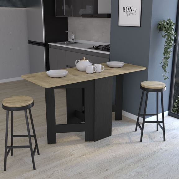 Gateleg Folding Dining Table, Space-Saving Compact Design, Drop Leaf Table for Small Kitchen, Easy Storage