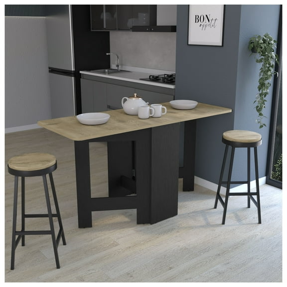 Gateleg Folding Table - Space Saving Drop Leaf Table - Compact Design for Small Spaces - Transformative Dining & Work Table - 58.7"W Multicolor + Folding + Desk Top + Dining Room