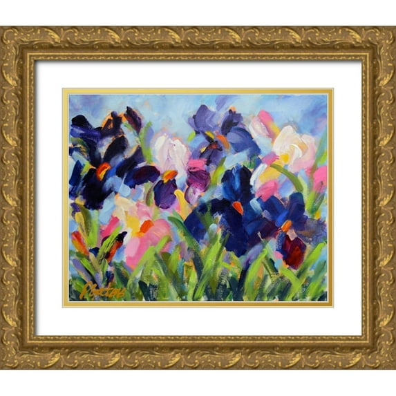 Gatens, Pamela 18x15 Gold Ornate Wood Framed with Double Matting Museum Art Print Titled - The Iris Show