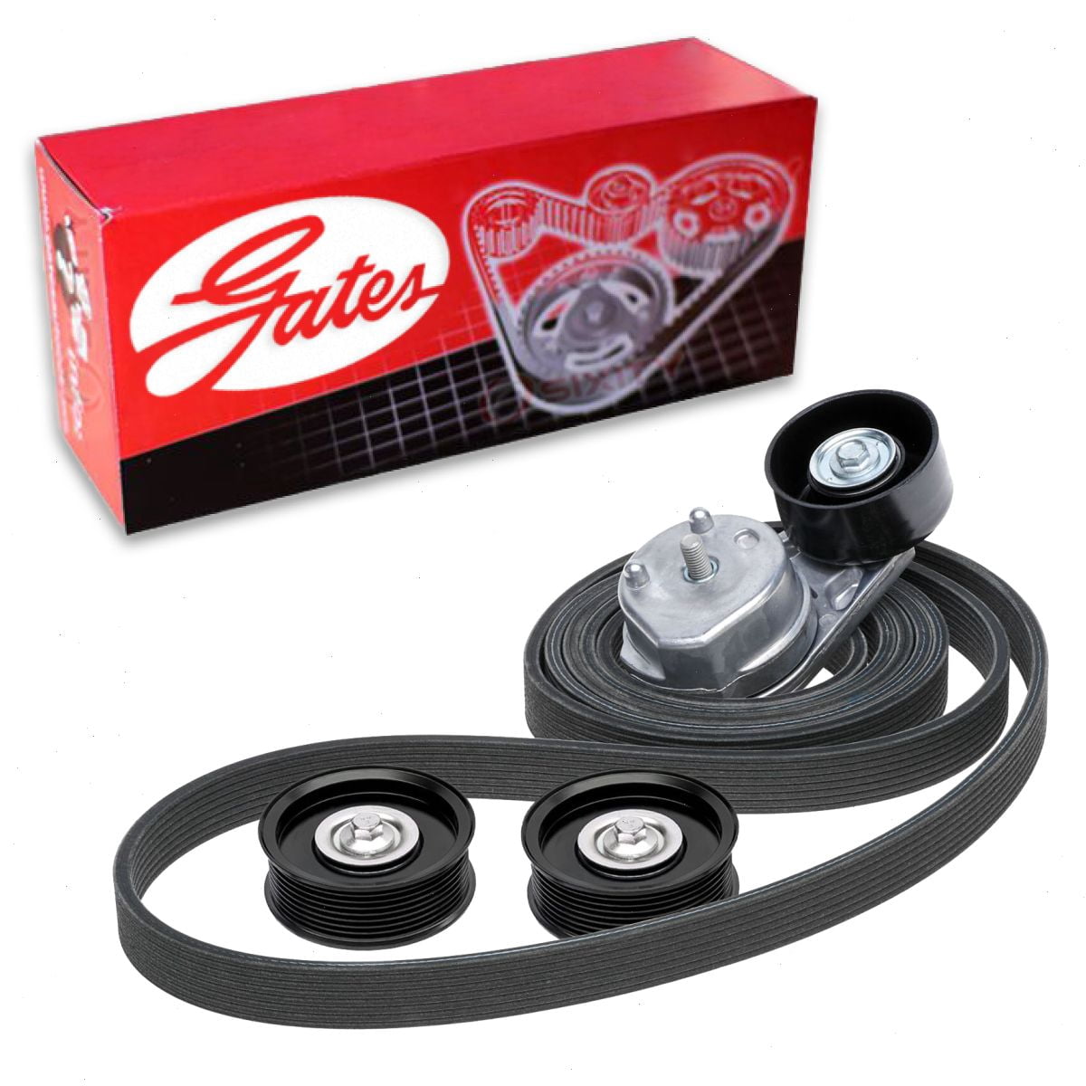 Gates Complete Serpentine Belt Drive Component Kit compatible with Ford F-250 Super Duty 6.7L V8 2011-2016